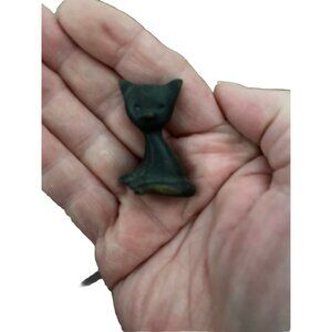 Vtg Dollhouse Miniature Painted Cast Metal Tiny Cat Figure AS IS